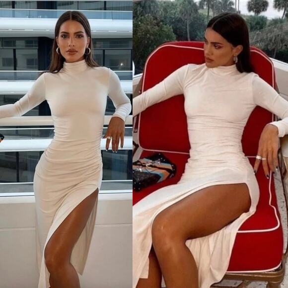 Elegant White Long Sleeve Dress - Picture 1 of 16